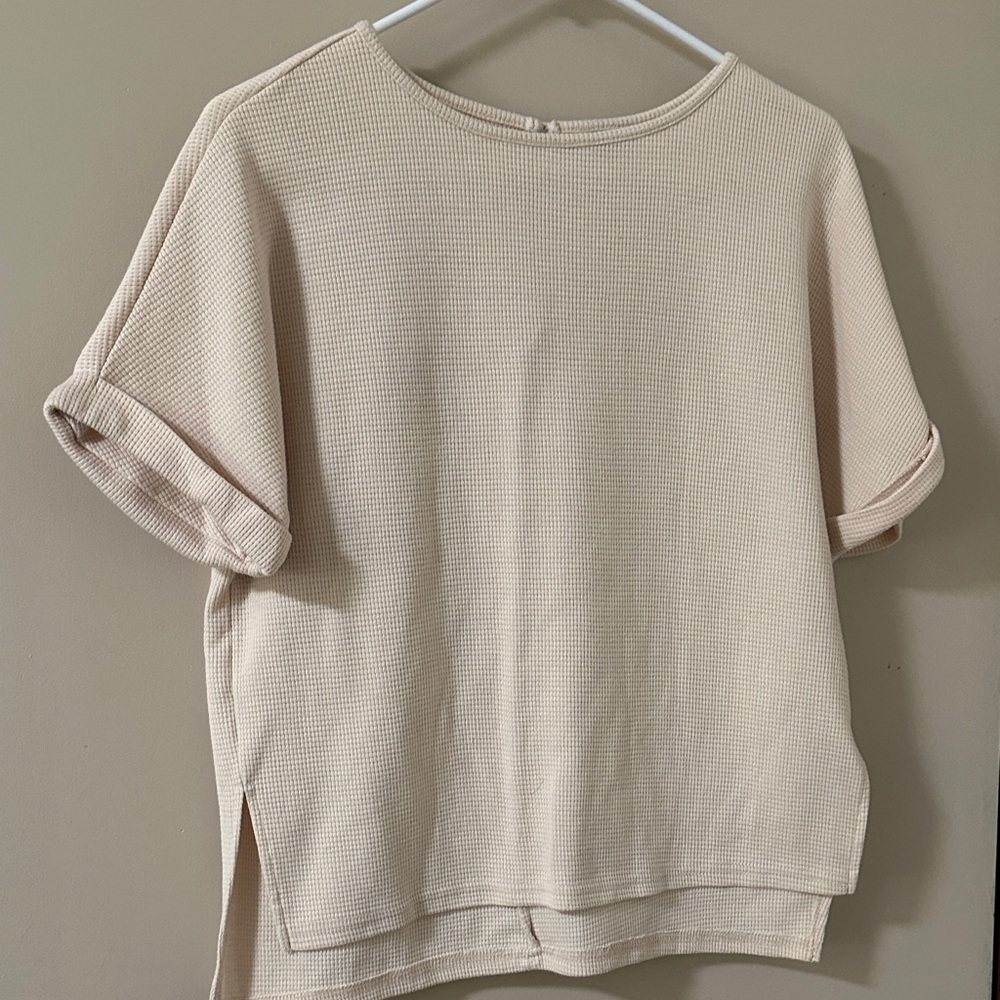 SHEIN Cream Textured Knit Top